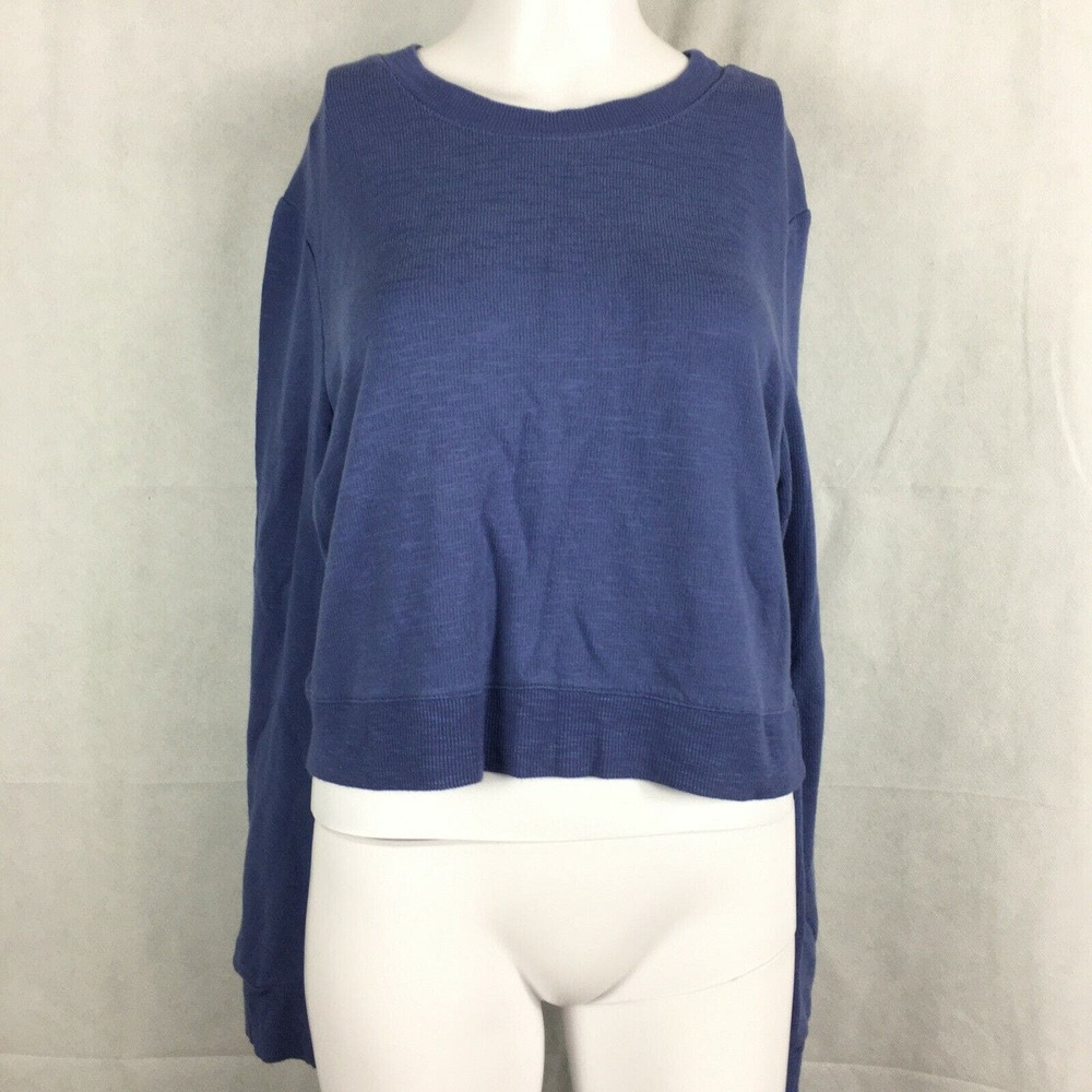 Double Zero‎ Sweater Womens Sz L Blue Knit Lightweight Cropped Pullover